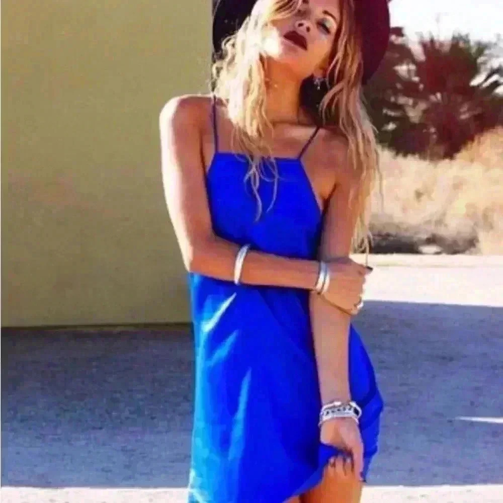 Rat & Boa Blue Slip Dress Strappy Mini Cami Dress